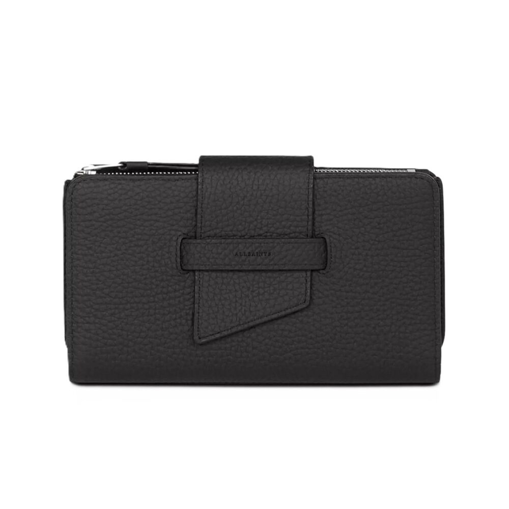 All Saints Ray Black Pebble Leather Wallet - New with Original Box